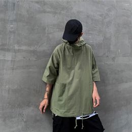 Men's T Shirts Attractive Hooded T-Shirt Polyester Men Jacket Loose-fitting Summer Pullover Streetwear All Match