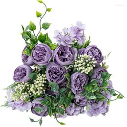 Decorative Flowers Artificial Purple Peonies Lilac Silk Faux Fake Mixed Peony Flower For Home Wedding Bouquets Decortion