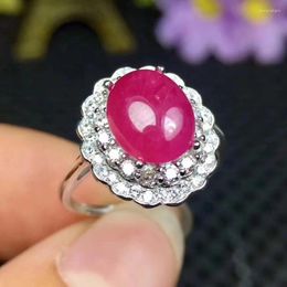 Cluster Rings Ruby Ring Natural Real 925 Sterling Silver Fine Handworked Jewellery 7 9mm Gem