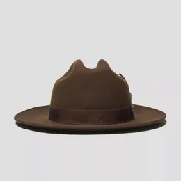 Berets E Colored Wool Hats With Decorative Sheepskin Felt Fedora Male Woolen Bowler Caps