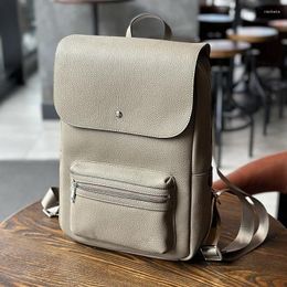 School Bags Top Layer Cowhide Backpack Leather Travel Bag Business Leisure Computer Fashionable