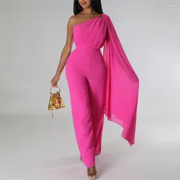 Ethnic Clothing Elegant Wide Leg Jumpsuit For Sexy African Women One Shoulder Sleeveless Work Office Lady Summer Overall Party Fashion