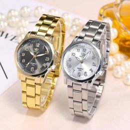 Wristwatches Women Fashion Stainless Steel Band Analog Quartz Round Wrist Watch Watches Elegant Delicate Clock For Woman Saat