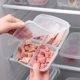 Storage Bottles Clear 4 Grids Compartment Sealed Fresh-keeping Kitchen Accessories Vegetable Case Container Crisper Box