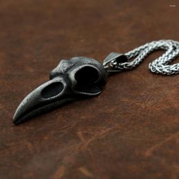 Pendant Necklaces Gothic Viking Raven Skull Necklace Vintage Odin Crow For Men Women Fashion Stainless Steel Pagan Jewellery