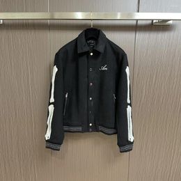 Men's Jackets Top Quality Amr Wool Bone Coat Jacket Men Women Fashion Brand 1:1 Emboridery Logo Motorcycle