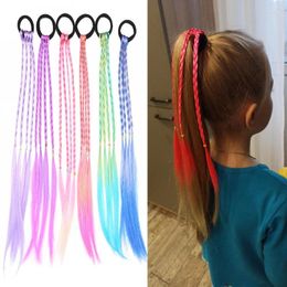 Hair Accessories Girls Coloured Wig Rope Kids Princess Twist Braid Popping Band Ponytail Headdress Children