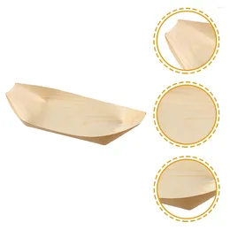Disposable Dinnerware Bamboo Plates Sushi Wooden Boat Serving Tray Japanese Style Tableware
