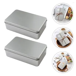 Storage Bottles 2 Pcs Tinplate Box Biscuit Containers Candy Gifts Cases Food Wedding Candles Wrapping