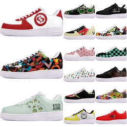 DIY shoes winter clean autumn mens Leisure shoes one for men women platform casual sneakers Classic White Black cartoon graffiti trainers outdoor sports 13927