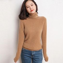 Women's Sweaters Autumn And Winter Pile Collar 35% Cashmere Pullover Elegant Loose Lazy Leisure All-Match 65% Wool Knitted Base Sweater