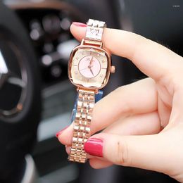 Wristwatches Nice Week Fashion Square Women's Watch With Small Diamonds Waterproof Quartz Precision Steel Band Ladies Relogio