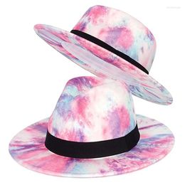 Berets Colourful Fedora Hat Wide Brim Felt Dress Panama Top Women Special Style With Black Chain Wool British