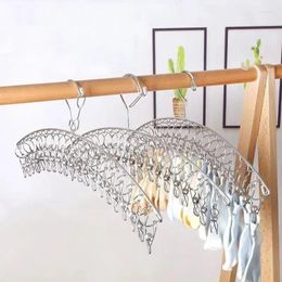 Hangers Socks Stainless Hanger Clothing Laundry Airer Drying Clothes Holder Steel Sock Rack Windproof Clips Underwear 20
