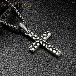 Pendant Necklaces Vintage Silver Color Stainless Steel Cross Necklace Punk Hip Hop For Men Women Amulet Jewelry Gift