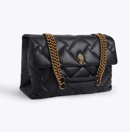 Kurt Geiger London Kensington 38cm Soft Genuine Leather Handbags Luxury Black Chains Shoulder Bag Big Cross Body Purse2023