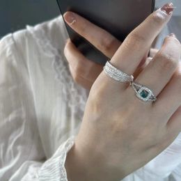 Cluster Rings VENTFILLE 925 Sterling Silve Opal Geometry Ring For Women Girl Gift Temperament Grace Zircon Engagement Jewellery Drop