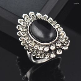 Cluster Rings SINLEERY Vintage Antique Black Gun Colour For Women Purple Opal Cubic Zirconia Fashion Jewellery