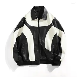 Men's Jackets Spring Autumn Men Leather Zipper Motorcycle Jacket Faux Outwear Moto Biker PU Coat Mens Fashion Wear