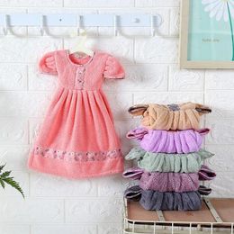 Towel Princess Dress Thick Coral Velvet Super Absorbent Dry Hand Towels Children's Bathroom Handkerchief Kitchen Tools