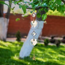Garden Decorations Love Star Moon Metal Ring Crystal Suncatcher Lighting Accessory Curtain Pendant