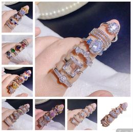 Exquisite Light Luxury Inlaid Gemstone Ring Flower Love Irregular Crystal Wedding Ring