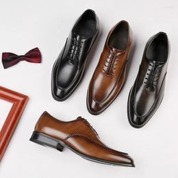 Dress Shoes Business Leather Men 2023 Autumn Vintage Comfortable Office British Style Gentleman Oxford Derby
