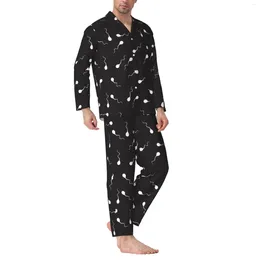 Men's Tracksuits Cartoon Funny Sperm Pattern Long-Sleeved Pyjama Set With Cotton Flannel Men Pants And Long Sleeve