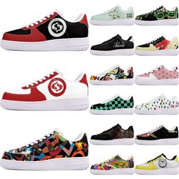 DIY shoes winter clean autumn mens Leisure shoes one for men women platform casual sneakers Classic White Black cartoon graffiti trainers outdoor sports 13845