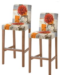 Chair Covers Dahlia Orange Oil Painting 2pcs Bar El Banquet Dining Small Case Protector Seat For Home