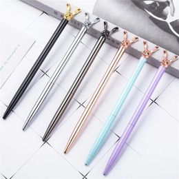 wholesale Cute Animal Rabbit Ballpoint Pens Sculpture Rabbit Metal Pen Wedding Office School Writing Supplies Advertising Signature Pen Gift