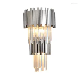 Wall Lamps LED Postmodern Stainless Steel Crystal Gold Silver Lamp Light Sconce For Bedroom Corridor