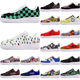 DIY shoes winter fashion lovely autumn mens Leisure shoes one for men women platform casual sneakers Classic White Black cartoon graffiti trainers sports 14114