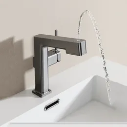 Bathroom Sink Faucets Basin Mixer Faucet Pull-Out And Cold Water Chrome Brass Modern Washbasin