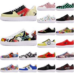 DIY shoes winter fashion lovely autumn mens Leisure shoes one for men women platform casual sneakers Classic White Black cartoon graffiti trainers sports 13482