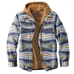 Men's Jackets Fashion Long Sleeve Casual Warm Cotton Jacket Men Autumn Winter Loose Vintage Shirt Harajuku Plaid Hoodie Zipper Coat Trendy