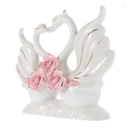 Festive Supplies Nordic Swan Adorn Ceramic Sculpture Delicate Statue Decor Desktop Ornament For Wedding Home Tabletop