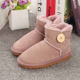 Trendy Snow Boots For Children Mid Calf Booties Unisex Toddlers Genuine Leather Winter Footwear Sold Bottes shoes Children's Plush Warm Shoe UGGile