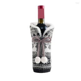 Christmas Decorations Wine Bottle Clothes Double-ball Bow Set Sweater Gift Party Decoration