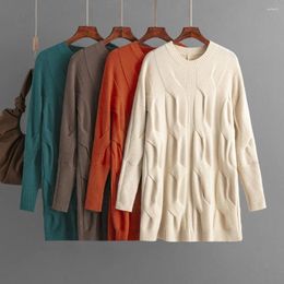 Women's Sweaters Round Neck Twisted Sweater Pattern Korean Knit Ins Fashion Autumn And Winter Mid Length Pullover