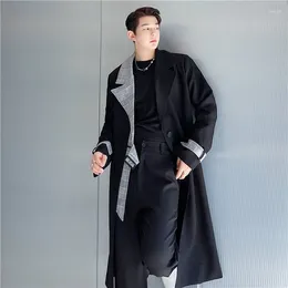 Men's Trench Coats British Style Coat Fall Casual Single Breasted Youth Overcoat Mid-length Slim Long Sleeve Woollen Jacket A71