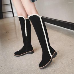 Boots Drop Fleece Thickened Long Snow Round Head Flat Bottom Zipper Knight Large Size Casual Women's 34&43