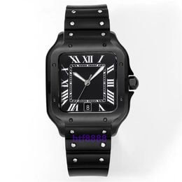 New men's sports watch imported mechanical movement sapphire mirror fluoro rubber strap black out-of-print watch