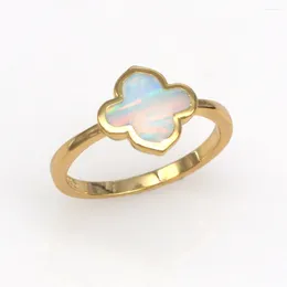 Cluster Rings JLR-221 Gorgeous Plated 14kt Gold White Opal Women's Fashion Top Quality Hoist Jewelry