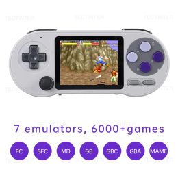 Sf2000 console de jogos portátil com tela ips de 3 polegadas, mini player portátil embutido, 6000 jogos, console de jogos retrô, saída av