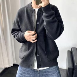 Men's Sweaters 2023 Spring Light Luxury Fashion Cardigan Men Knitted Sweater Round Neck Jacket Loose Coat Boutique Simple Style