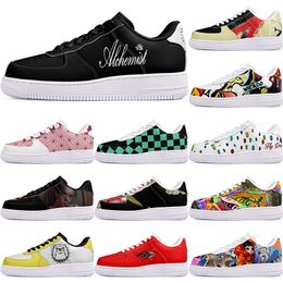 DIY shoes winter lovely autumn mens Leisure shoes one for men women platform casual sneakers Classic White Black cartoon graffiti trainers outdoor sports 11770