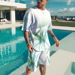 Men's Tracksuits Men Suits Suit Coat 3D Short Sleeve Shorts Beach Tropical HawaiianSS Body Sports