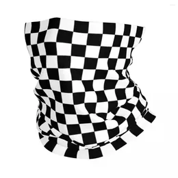 Bandanas White Black Checkered Flag Racing Neck Gaiter Women Men UV Protection Winter Bandana Scarf For Ski