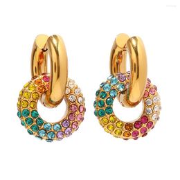 Dangle Earrings Youthway Exquisite Colourful Round Donut High Quality Gold Colour Texture Stylish Jewellery Bijoux Femme 2023